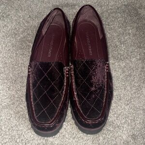 Donald J. Pliner Deep Red Velvet Loafers